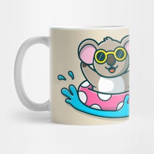 Cute Koala Floating With Swimming Tires Mug